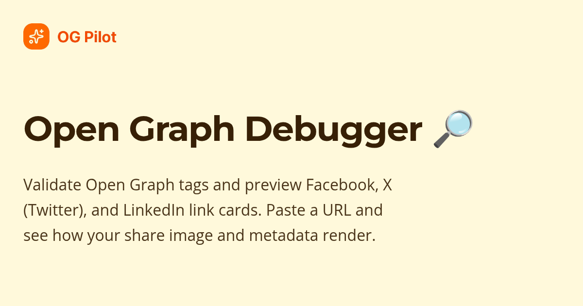 Open Graph Debugger | Check OG tags & Twitter Card preview