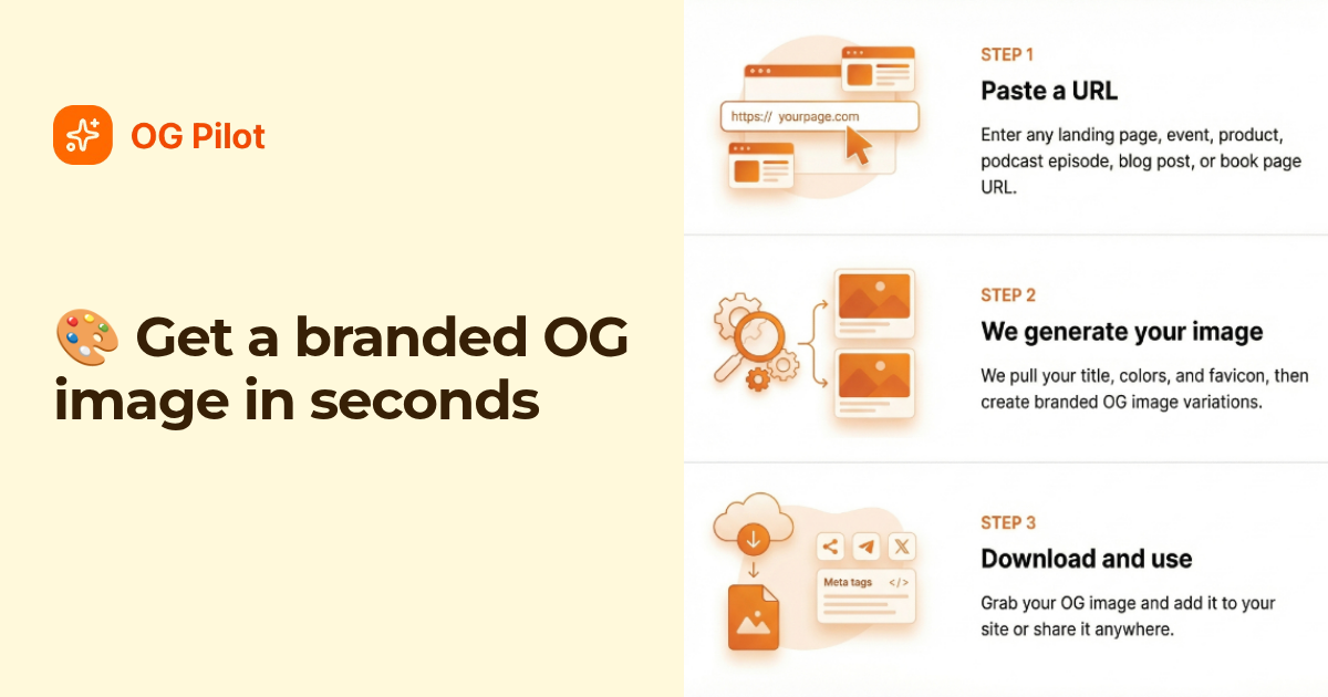 Get a branded OG image in seconds - OG Pilot