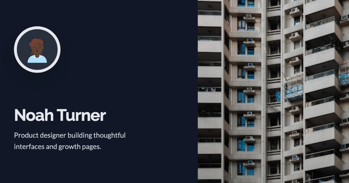 Portfolio template example for Noah Turner