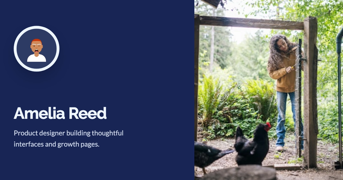 Portfolio template example for Amelia Reed